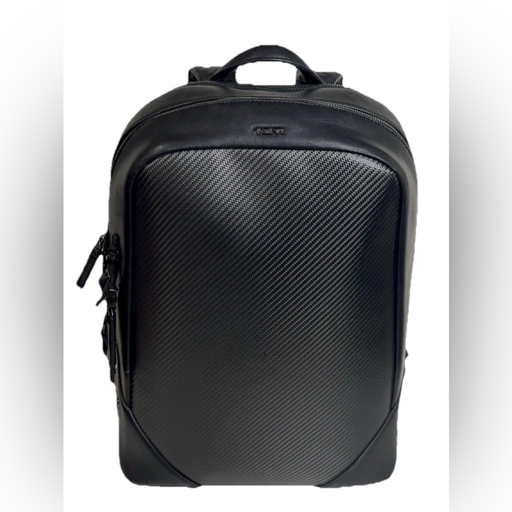 TUMI CFX Southington Carbon Fiber Backpack Black Leather Trim Luxury Rare